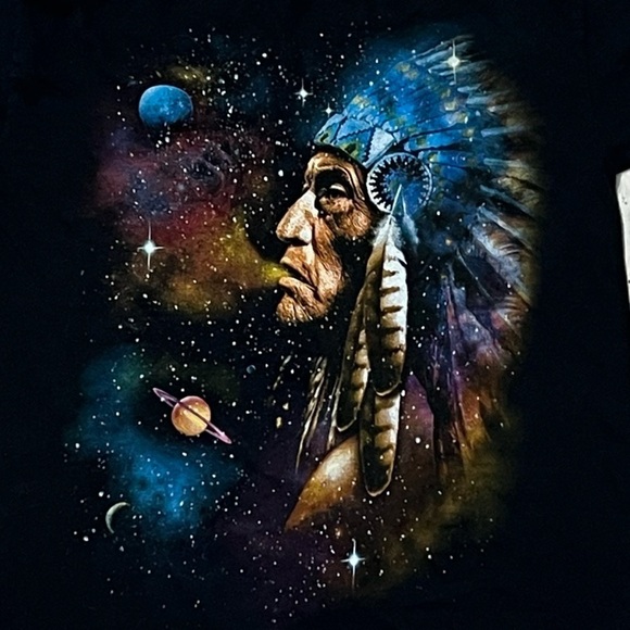 Vintage 1990s Native American Indian Tribal 90s Graphic Tee Top Shirt - Picture 2 of 2